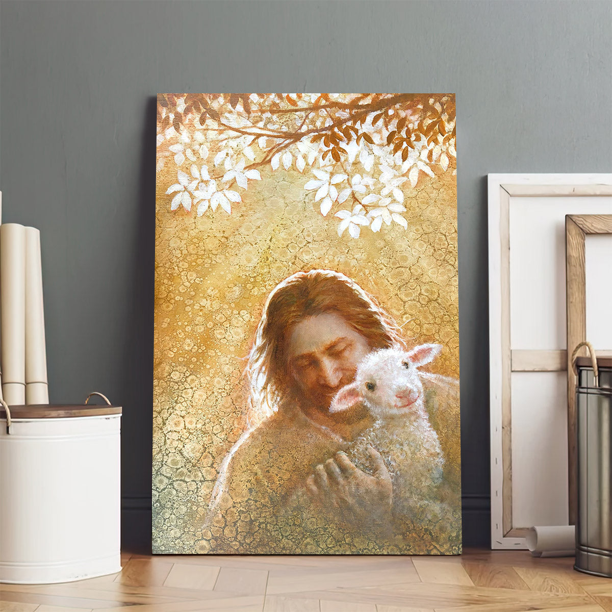 Jesus And The Lamb Picture - In Gods Favor Portrait Canvas Wall Art - Christian Wall Decor