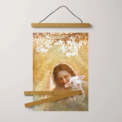 Jesus And The Lamb Picture - In Gods Favor Portrait Hanging Canvas Wall Art - Christian Wall Decor - Religious Canvas
