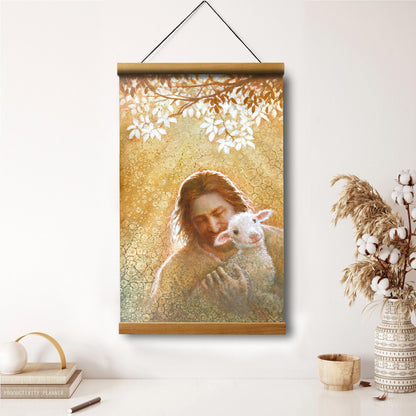 Jesus And The Lamb Picture - In Gods Favor Portrait Hanging Canvas Wall Art - Christian Wall Decor - Religious Canvas