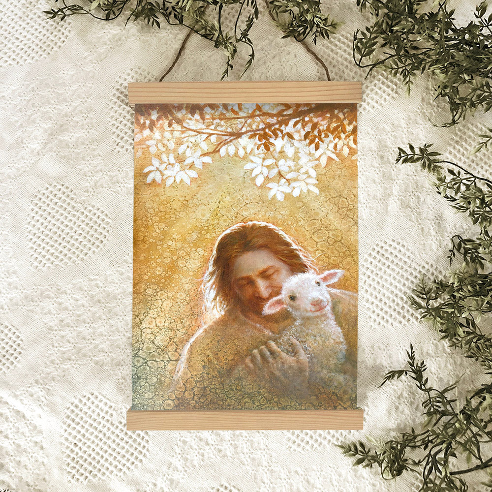 Jesus And The Lamb Picture - In Gods Favor Portrait Hanging Canvas Wall Art - Christian Wall Decor - Religious Canvas