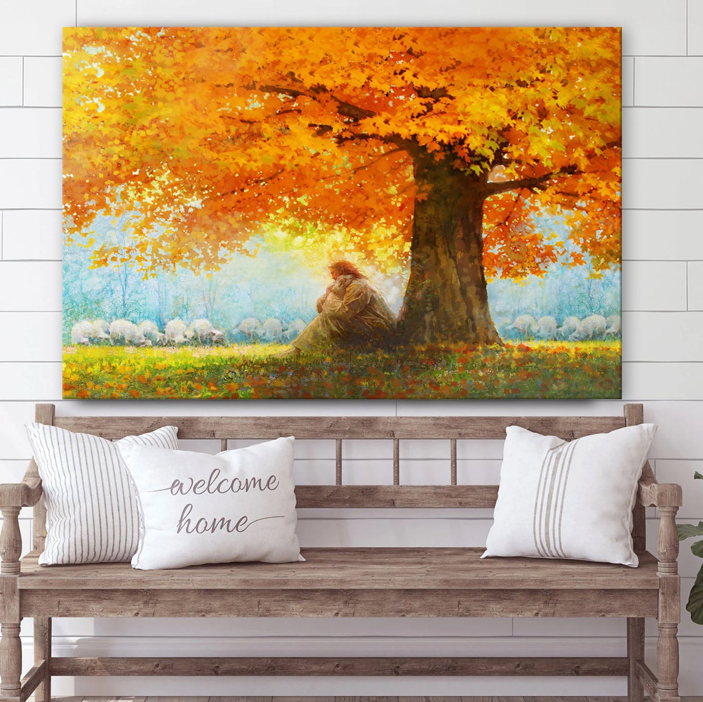 Jesus And The Lamb Picture - In His Arms Canvas Wall Art - Christian Wall Decor