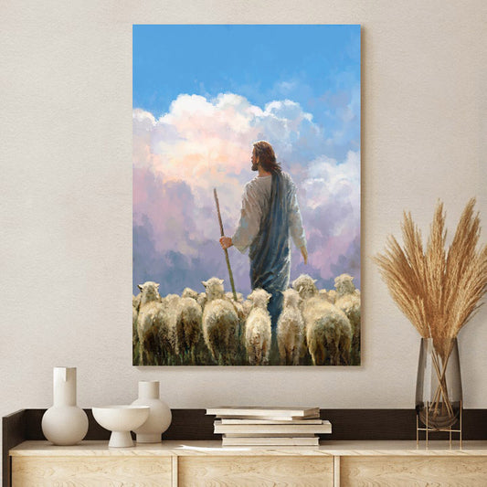 Jesus And The Lamb Picture - In His Keeping Portrait Canvas Wall Art - Christian Wall Decor