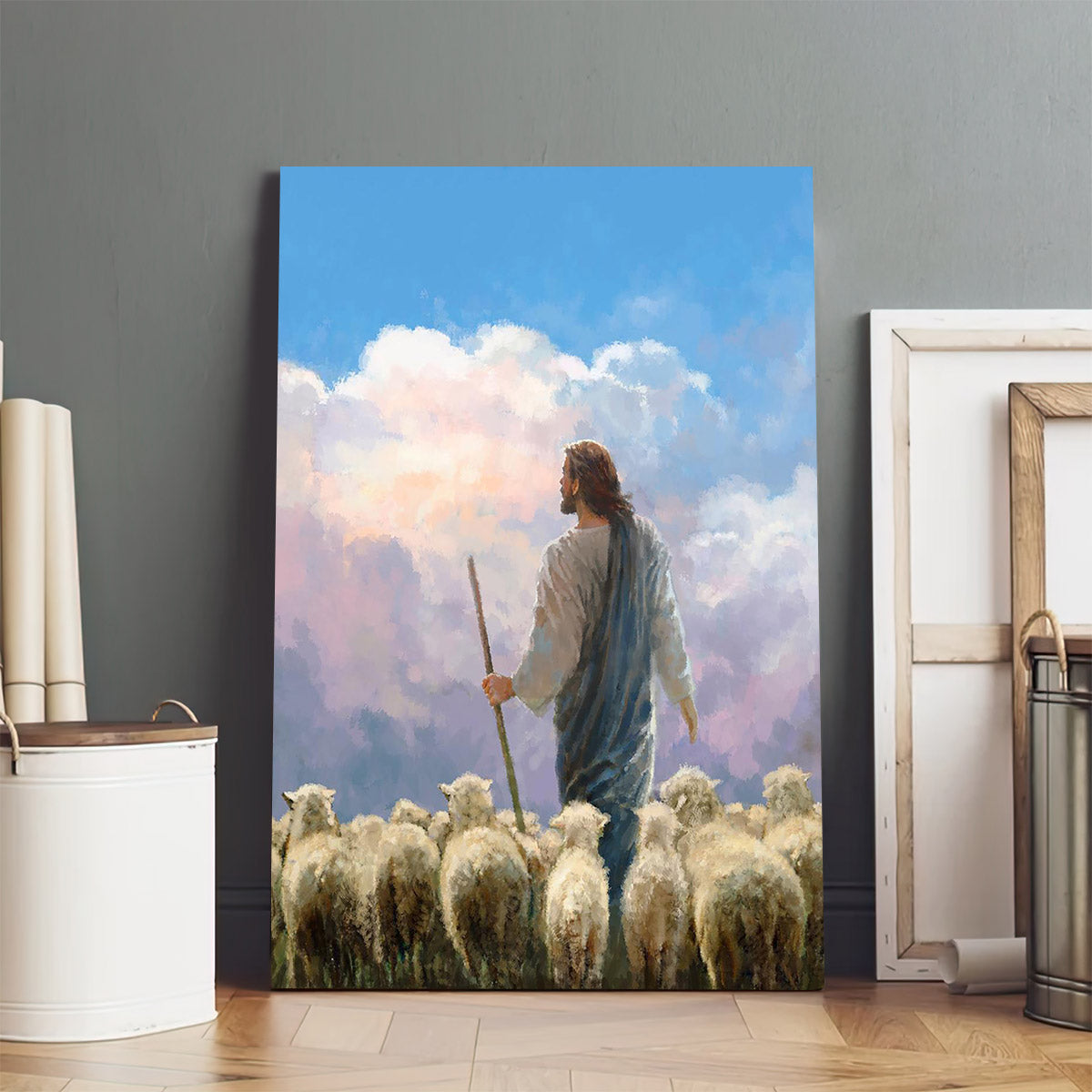 Jesus And The Lamb Picture - In His Keeping Portrait Canvas Wall Art - Christian Wall Decor