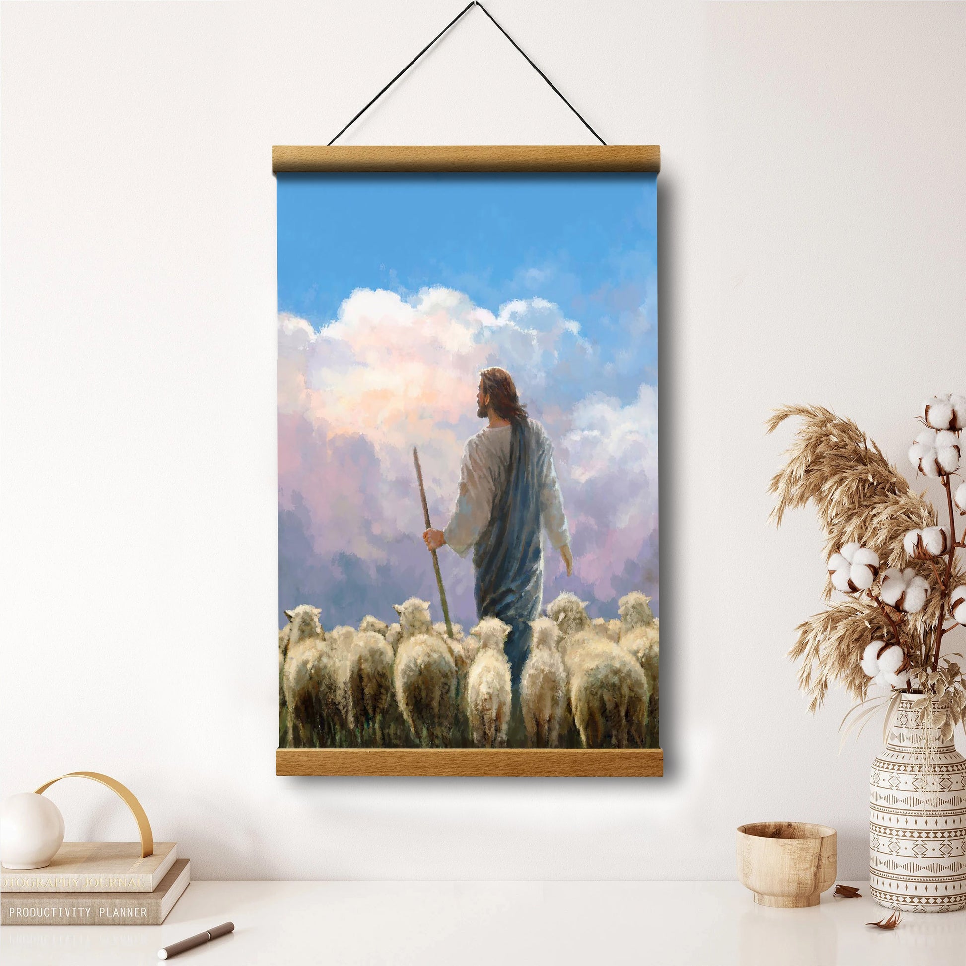 Jesus And The Lamb Picture - In His Keeping Portrait Hanging Canvas Wall Art - Christian Wall Decor - Religious Canvas