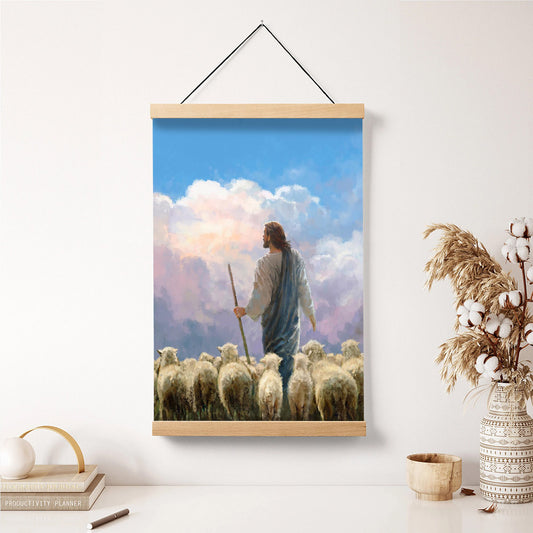 Jesus And The Lamb Picture - In His Keeping Portrait Hanging Canvas Wall Art - Christian Wall Decor - Religious Canvas
