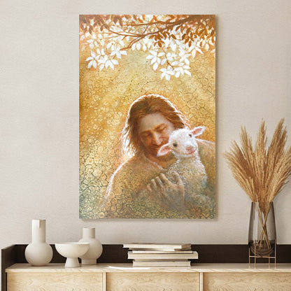 Jesus And The Lamb Picture - Jesus And The Lamb Picture - In Gods Favor Portrait Canvas Wall Art - Christian Wall Decor