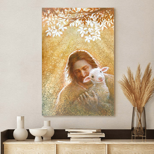 Jesus And The Lamb Picture - Jesus And The Lamb Picture - In Gods Favor Portrait Canvas Wall Art - Christian Wall Decor