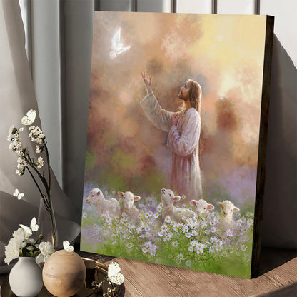 Jesus And The Lamb Picture - Jesus And The Lamb Picture - Prince Of Peace Portrait Canvas Wall Art - Christian Wall Decor