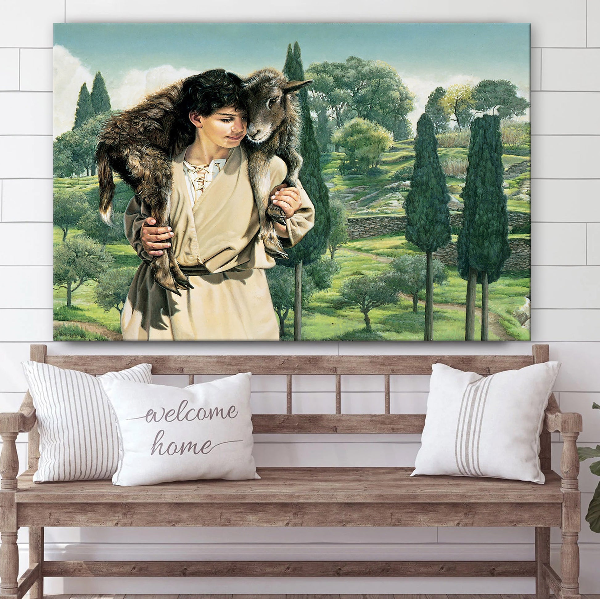 Jesus And The Lamb Picture - Lamb Of God Canvas Wall Art - Christian Wall Decor