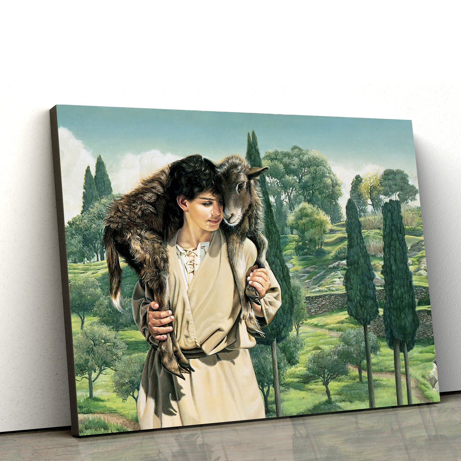 Jesus And The Lamb Picture - Lamb Of God Canvas Wall Art - Christian Wall Decor