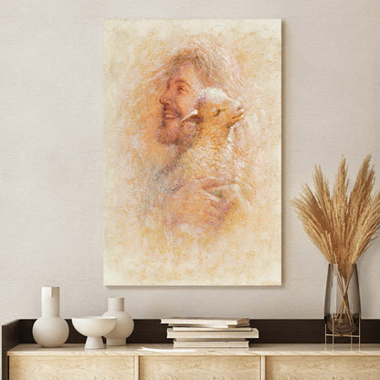 Jesus And The Lamb Picture - Little Lamb Portrait Canvas Wall Art - Christian Wall Decor