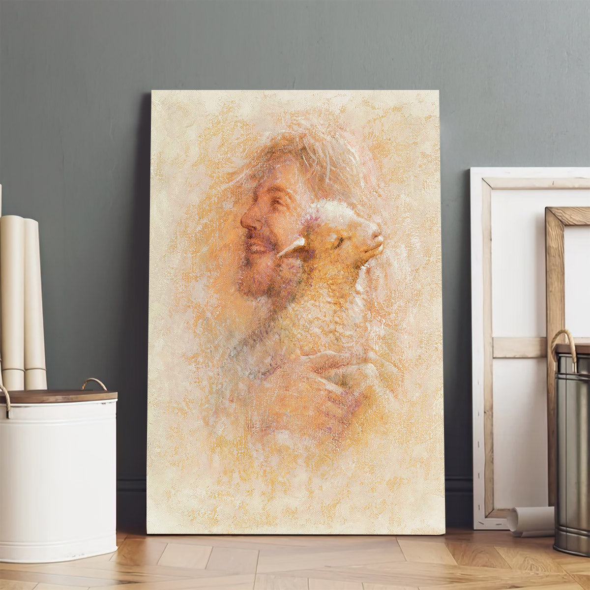 Jesus And The Lamb Picture - Little Lamb Portrait Canvas Wall Art - Christian Wall Decor