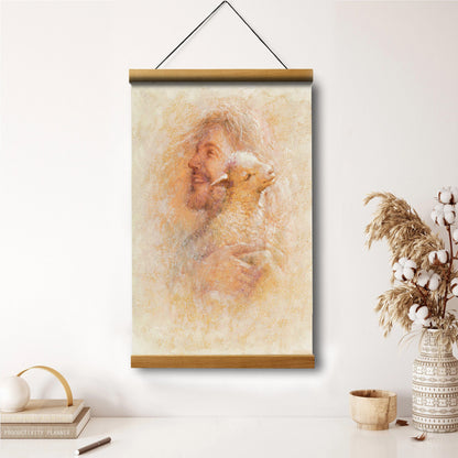 Jesus And The Lamb Picture - Little Lamb Portrait Hanging Canvas Wall Art - Christian Wall Decor - Religious Canvas