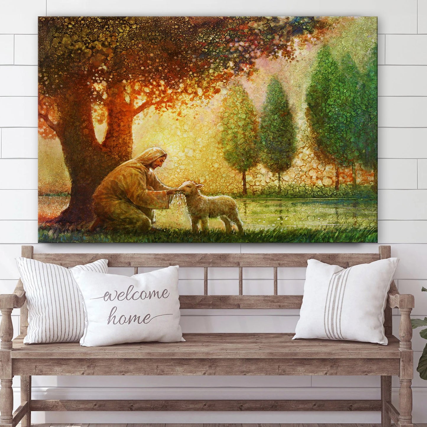 Jesus And The Lamb Picture - Living Water_1803 Canvas Wall Art - Christian Wall Decor