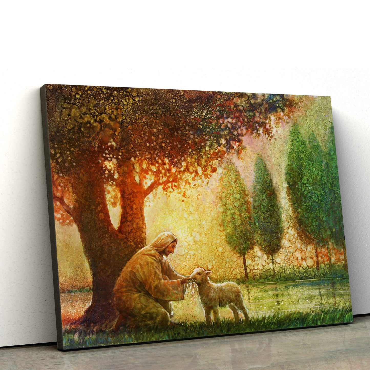 Jesus And The Lamb Picture - Living Water_1803 Canvas Wall Art - Christian Wall Decor