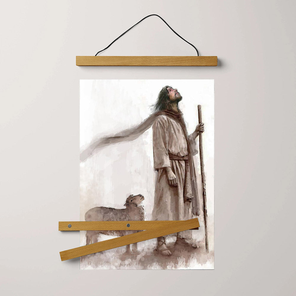 Jesus And The Lamb Picture - Look To Him Portrait Hanging Canvas Wall Art - Christian Wall Decor - Religious Canvas