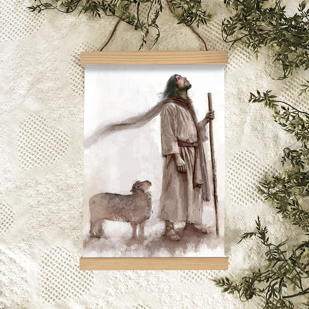 Jesus And The Lamb Picture - Look To Him Portrait Hanging Canvas Wall Art - Christian Wall Decor - Religious Canvas