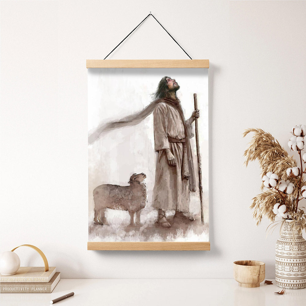 Jesus And The Lamb Picture - Look To Him Portrait Hanging Canvas Wall Art - Christian Wall Decor - Religious Canvas