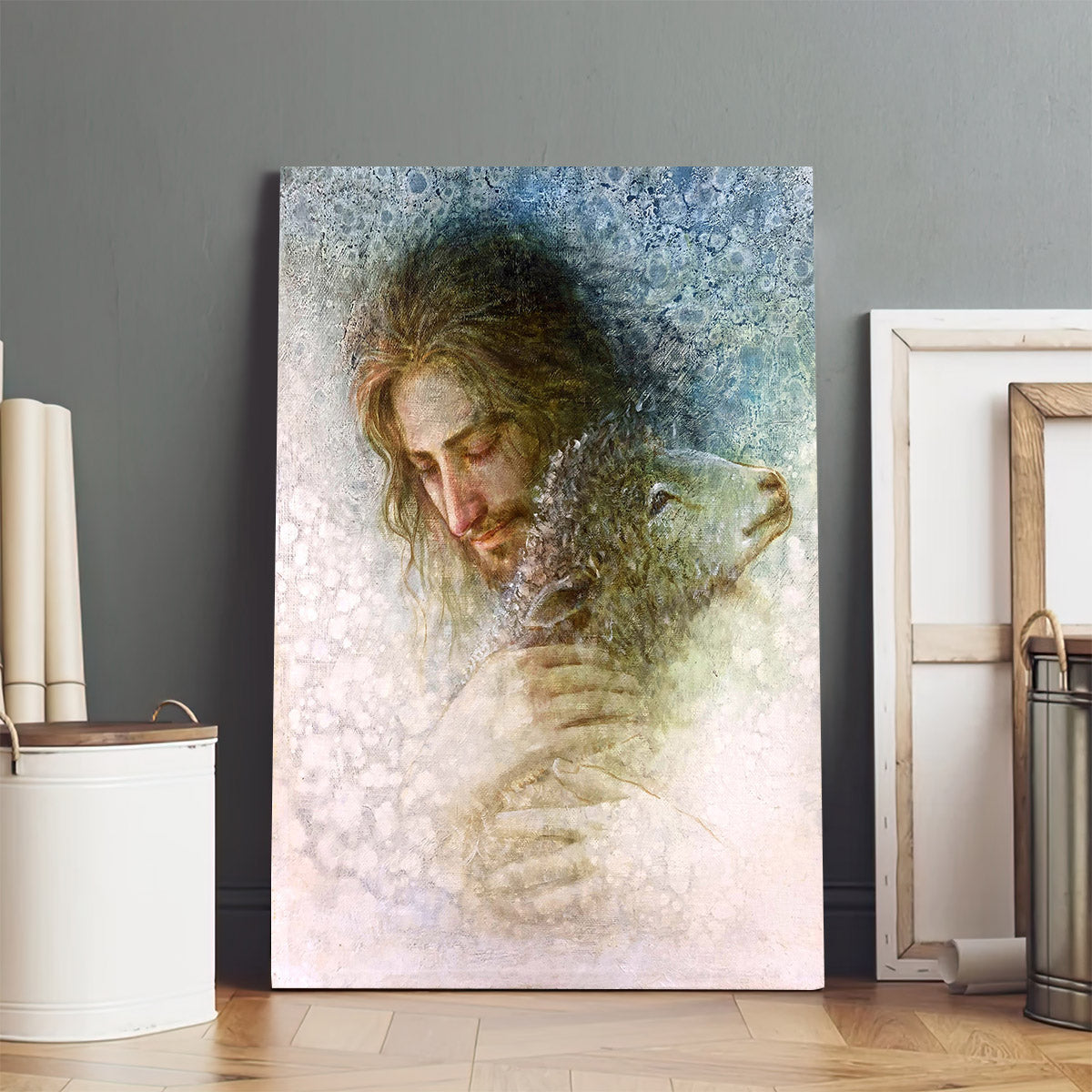 Jesus And The Lamb Picture - Lost And Now Found Portrait Canvas Wall Art - Christian Wall Decor
