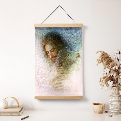 Jesus And The Lamb Picture - Lost And Now Found Portrait Hanging Canvas Wall Art - Christian Wall Decor - Religious Canvas