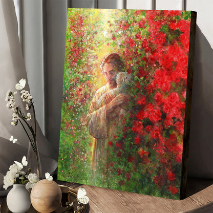Jesus And The Lamb Picture - Love Everlasting Portrait Canvas Wall Art - Christian Wall Decor