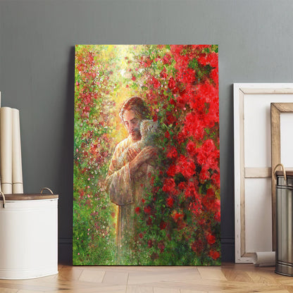 Jesus And The Lamb Picture - Love Everlasting Portrait Canvas Wall Art - Christian Wall Decor