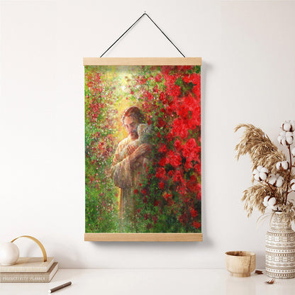 Jesus And The Lamb Picture - Love Everlasting Portrait Hanging Canvas Wall Art - Christian Wall Decor - Religious Canvas