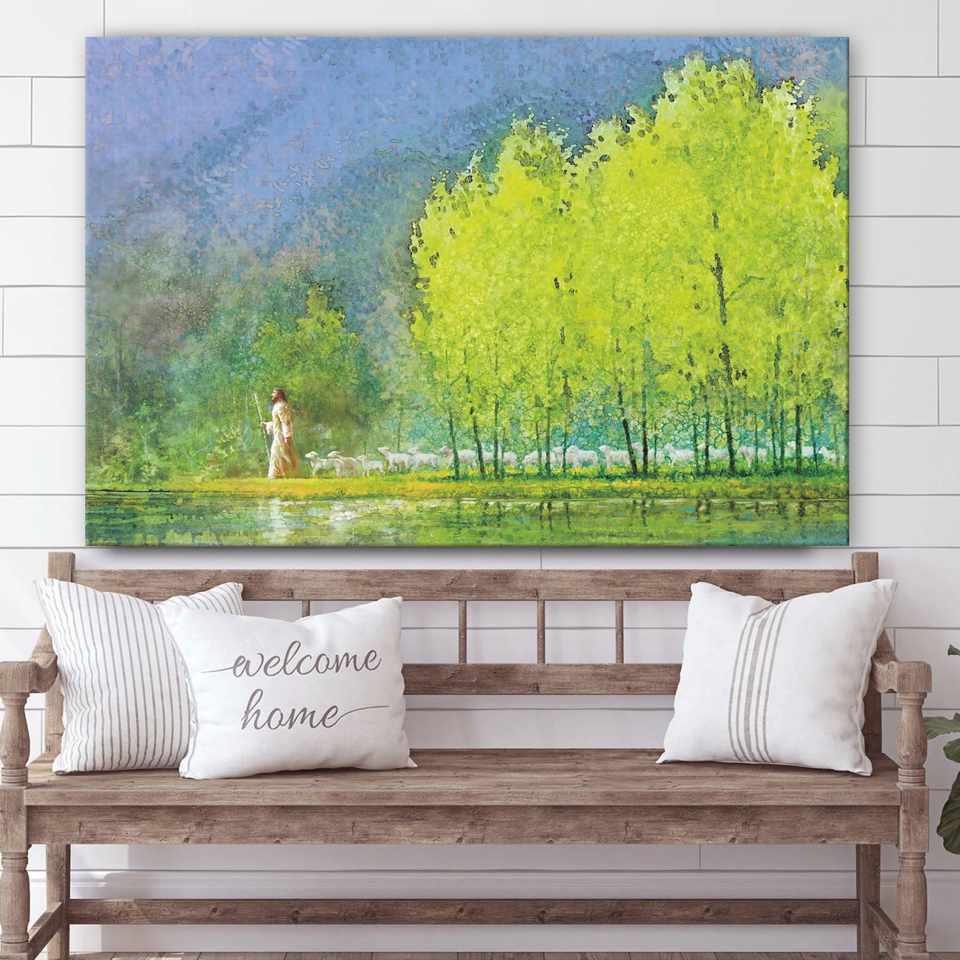 Jesus And The Lamb Picture - Moment Of Peace Canvas Wall Art - Christian Wall Decor