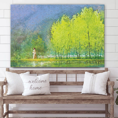 Jesus And The Lamb Picture - Moment Of Peace Canvas Wall Art - Christian Wall Decor