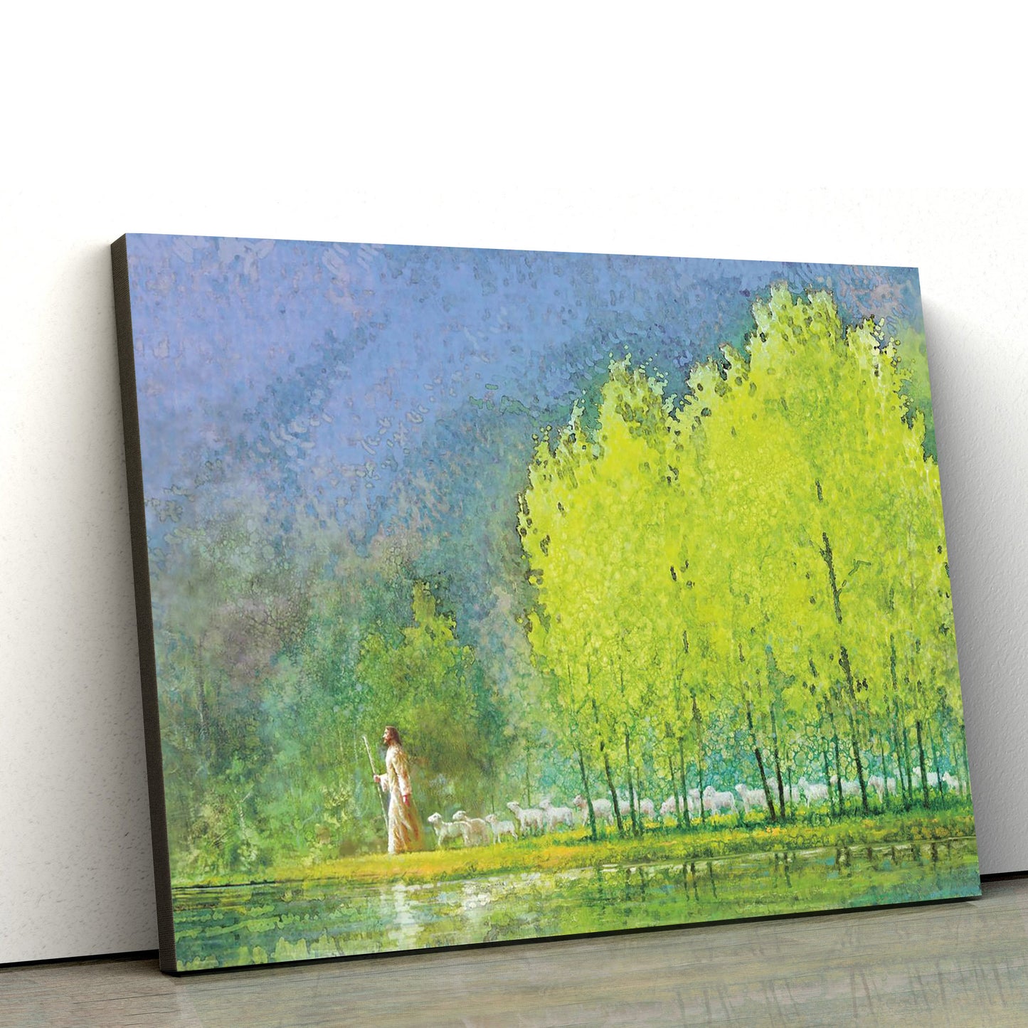 Jesus And The Lamb Picture - Moment Of Peace Canvas Wall Art - Christian Wall Decor