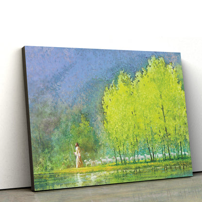 Jesus And The Lamb Picture - Moment Of Peace Canvas Wall Art - Christian Wall Decor