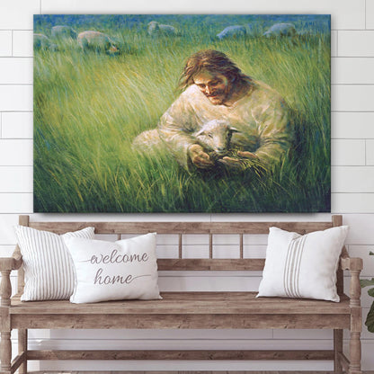Jesus And The Lamb Picture - Not One Is Forgotten Canvas Wall Art - Christian Wall Decor