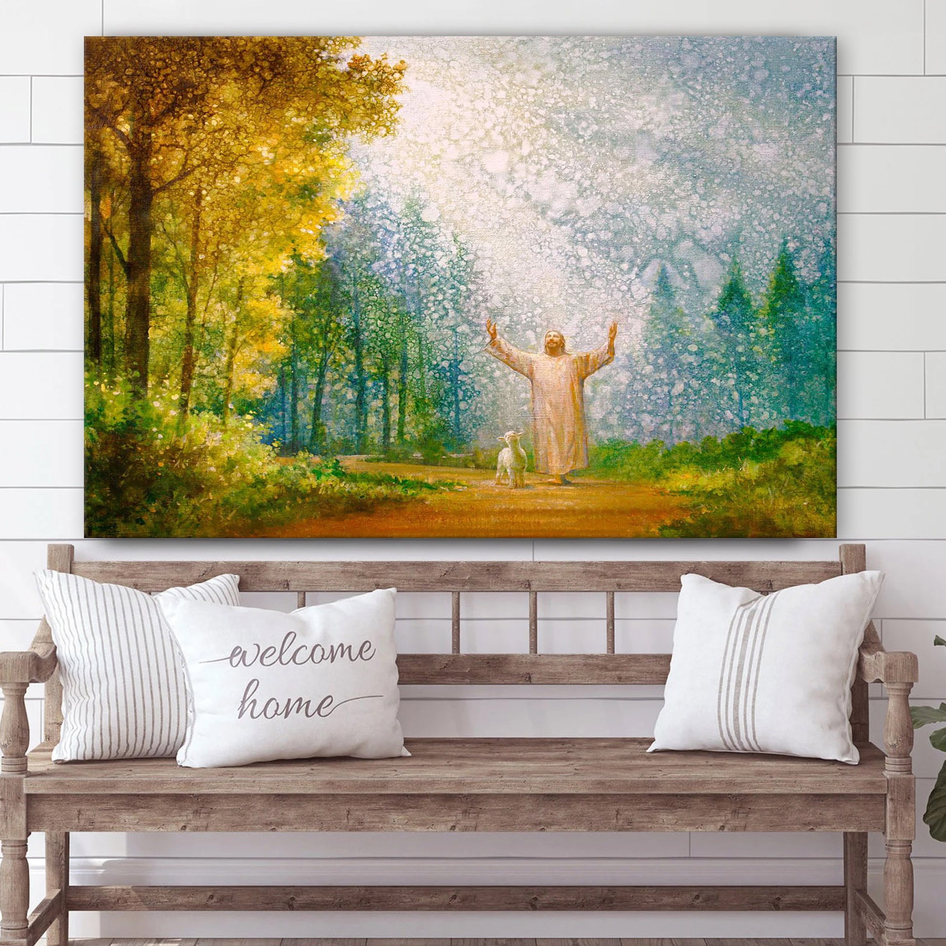 Jesus And The Lamb Picture - Oh My Father Canvas Wall Art - Christian Wall Decor