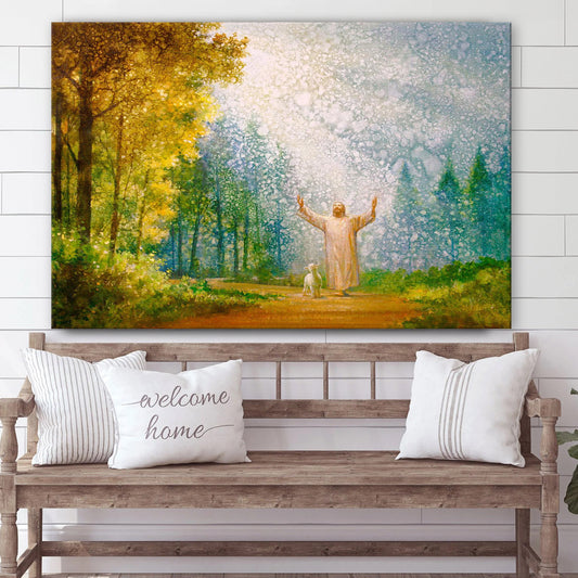 Jesus And The Lamb Picture - Oh My Father Canvas Wall Art - Christian Wall Decor