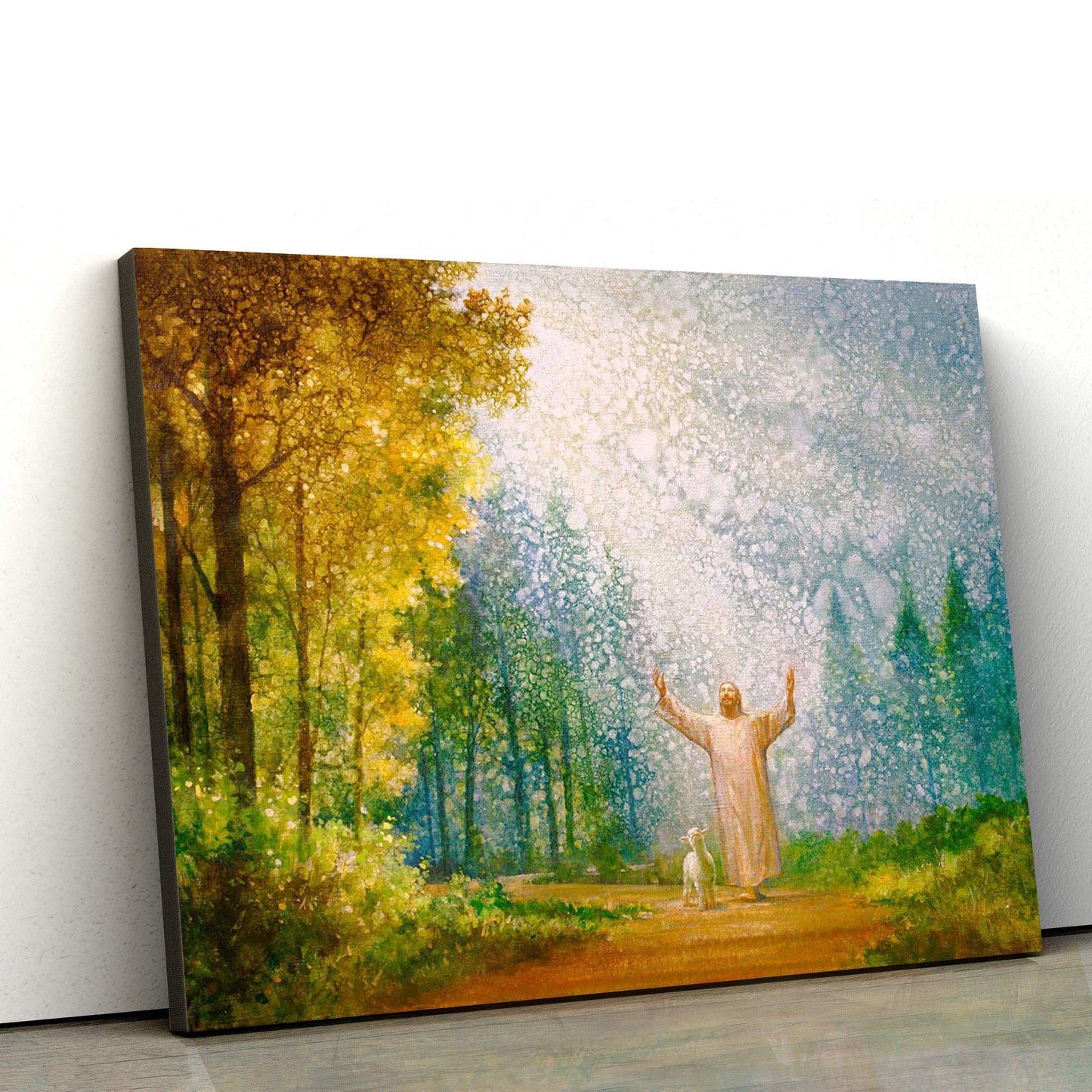 Jesus And The Lamb Picture - Oh My Father Canvas Wall Art - Christian Wall Decor