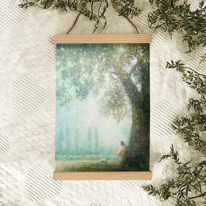 Jesus And The Lamb Picture - One By One (2) Portrait Hanging Canvas Wall Art - Christian Wall Decor - Religious Canvas