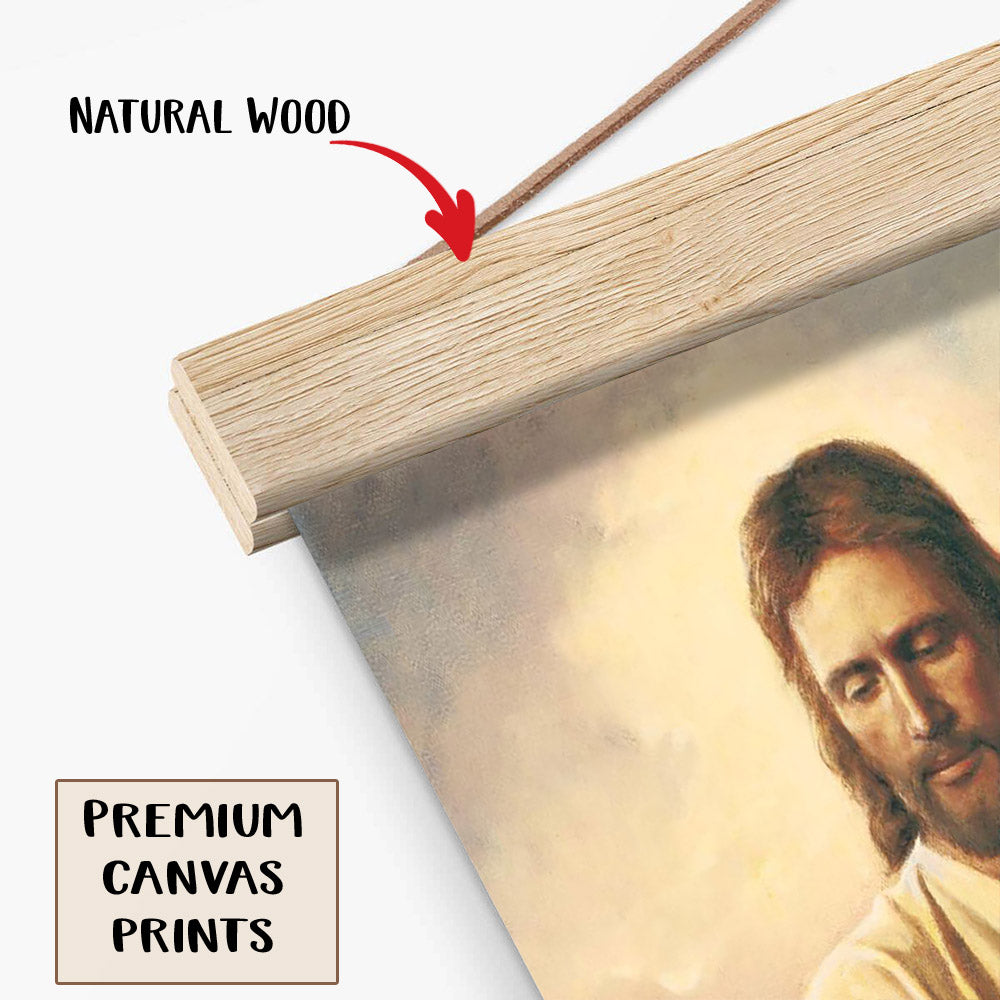 Jesus And The Lamb Picture - Ones Lost Portrait Hanging Canvas Wall Art - Christian Wall Decor - Religious Canvas