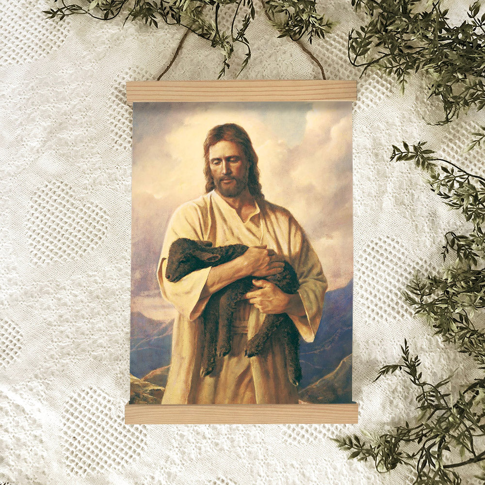 Jesus And The Lamb Picture - Ones Lost Portrait Hanging Canvas Wall Art - Christian Wall Decor - Religious Canvas