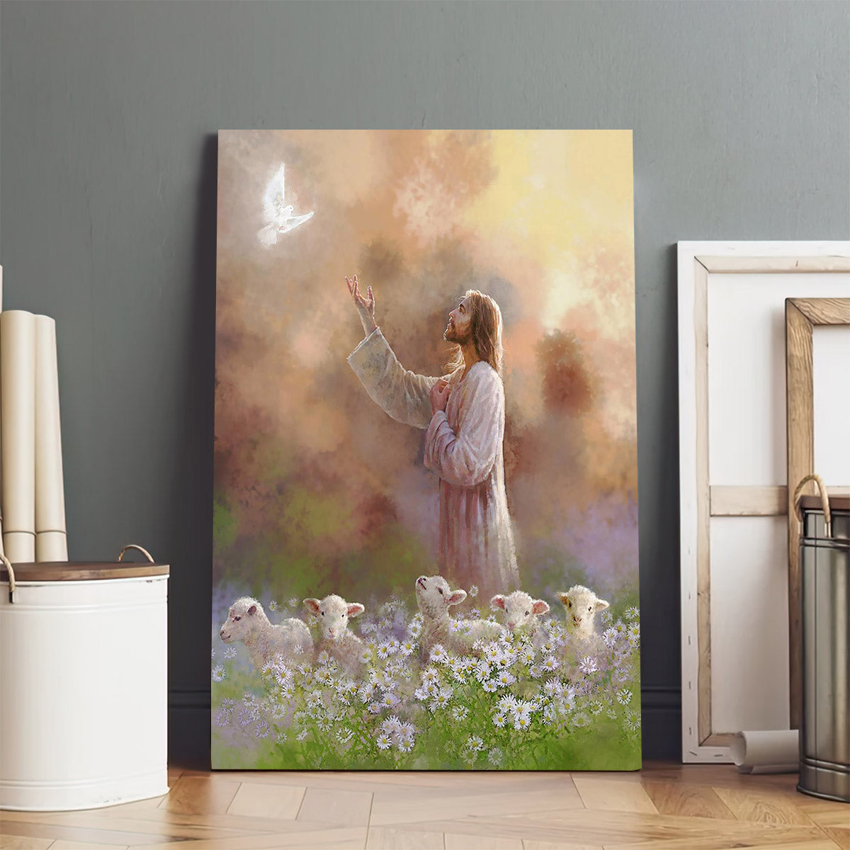 Jesus And The Lamb Picture - Prince Of Peace Portrait Canvas Wall Art - Christian Wall Decor