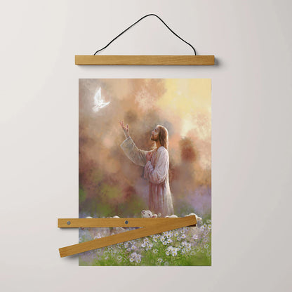 Jesus And The Lamb Picture - Prince Of Peace Portrait Hanging Canvas Wall Art - Christian Wall Decor - Religious Canvas