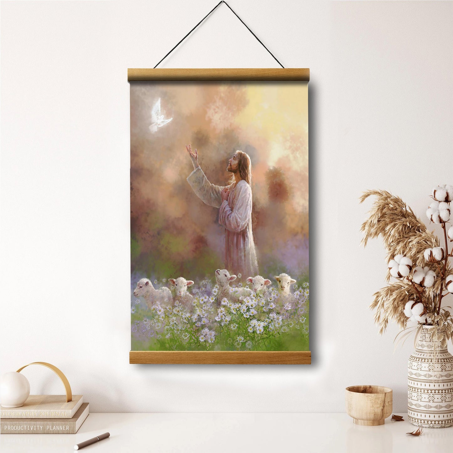 Jesus And The Lamb Picture - Prince Of Peace Portrait Hanging Canvas Wall Art - Christian Wall Decor - Religious Canvas