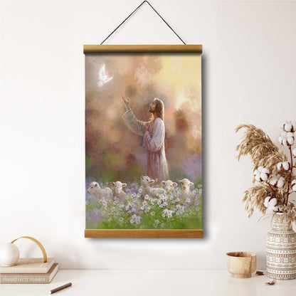 Jesus And The Lamb Picture - Prince Of Peace Portrait Hanging Canvas Wall Art - Christian Wall Decor - Religious Canvas