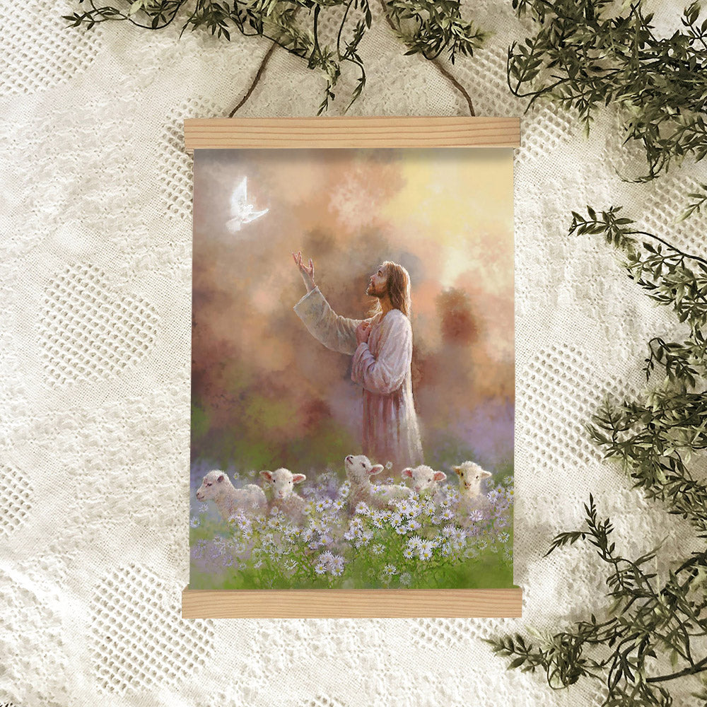 Jesus And The Lamb Picture - Prince Of Peace Portrait Hanging Canvas Wall Art - Christian Wall Decor - Religious Canvas