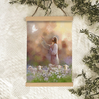 Jesus And The Lamb Picture - Prince Of Peace Portrait Hanging Canvas Wall Art - Christian Wall Decor - Religious Canvas