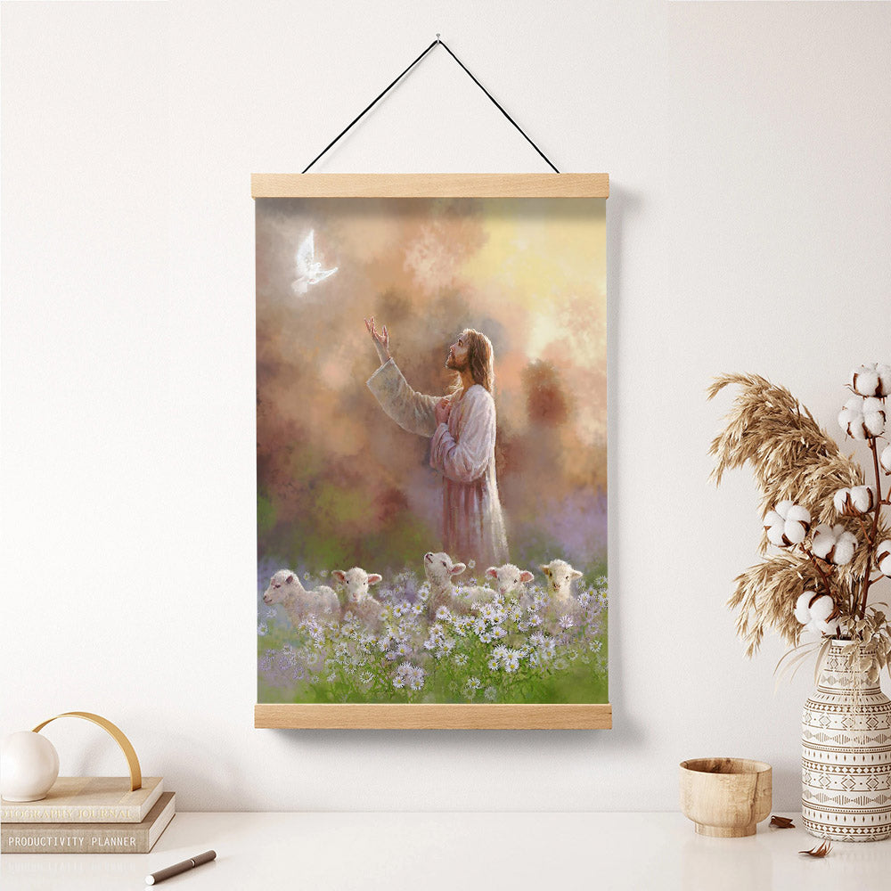 Jesus And The Lamb Picture - Prince Of Peace Portrait Hanging Canvas Wall Art - Christian Wall Decor - Religious Canvas