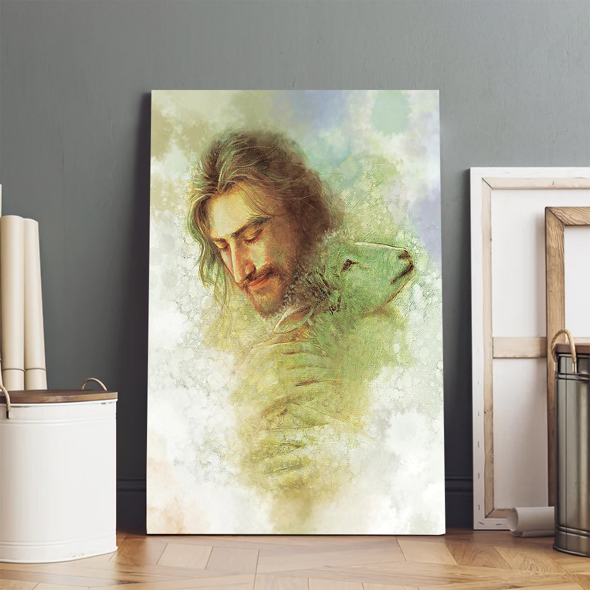 Jesus And The Lamb Picture - Rejoice Portrait Canvas Wall Art - Christian Wall Decor