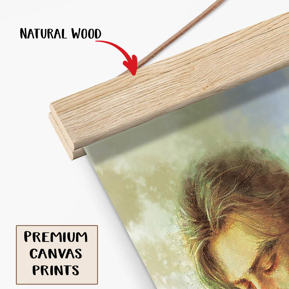 Jesus And The Lamb Picture - Rejoice Portrait Hanging Canvas Wall Art - Christian Wall Decor - Religious Canvas