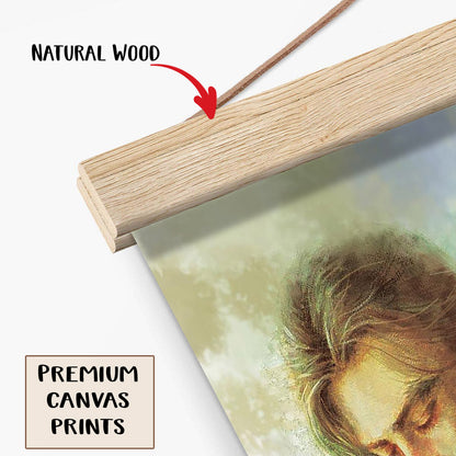 Jesus And The Lamb Picture - Rejoice Portrait Hanging Canvas Wall Art - Christian Wall Decor - Religious Canvas