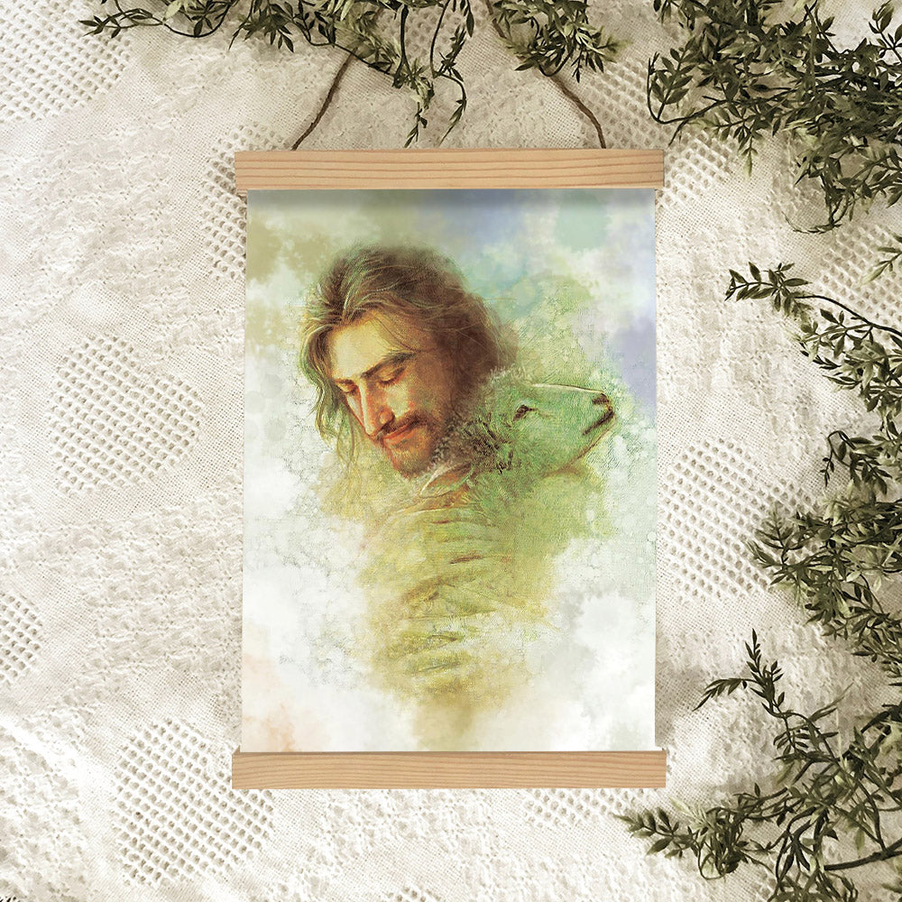 Jesus And The Lamb Picture - Rejoice Portrait Hanging Canvas Wall Art - Christian Wall Decor - Religious Canvas