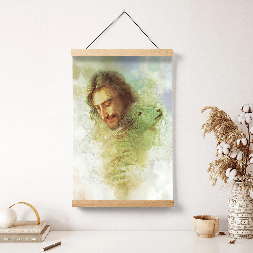 Jesus And The Lamb Picture - Rejoice Portrait Hanging Canvas Wall Art - Christian Wall Decor - Religious Canvas